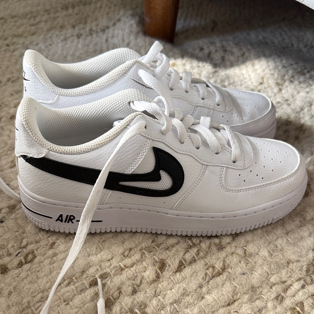 Nike White and Black Air Force Sneakers